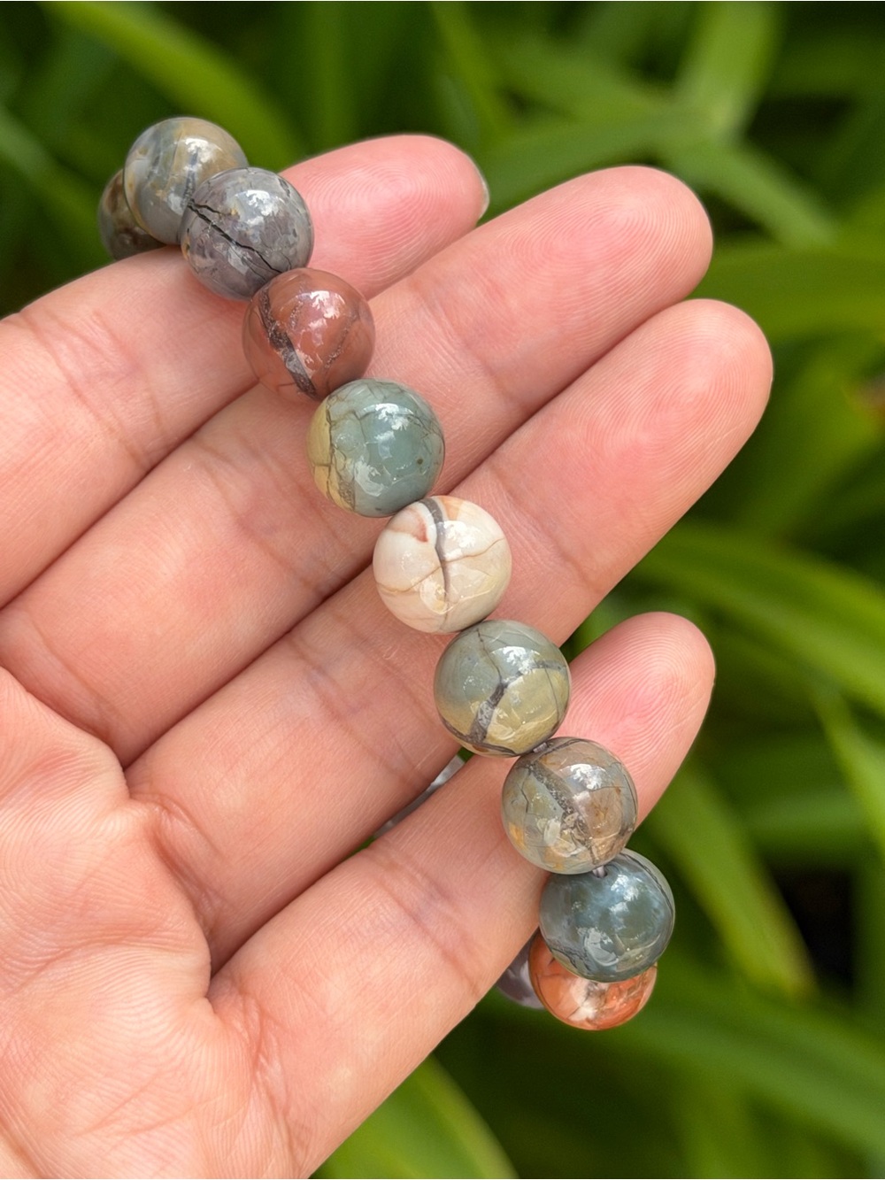 11mm Multicolor Natural Alashan Bracelet with Vein 2365 - Picture 7 of 8
